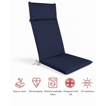 SP High Back Recliner Pad Cushion (Pack of 4) - L116 x W49 x H6 cm - Navy