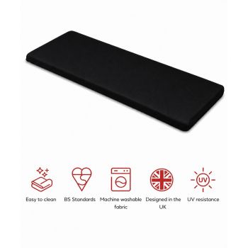 SP 3 Seater Bench Pad Cushion (Pack of 4) - L143 x W48 x H6 cm - Black