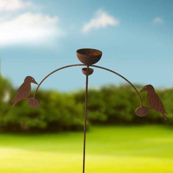 Bird Feeder Wind Rocker Double Bare Metal/Ready to Rust - Steel - W54 x H148.5 cm