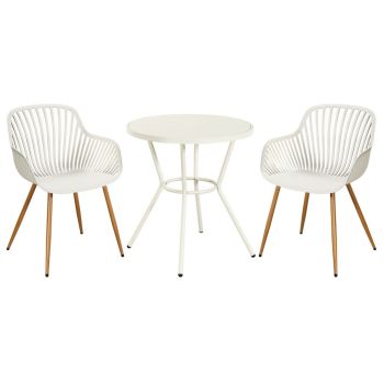 3 Piece Bistro Garden Set with 2 Sunray Armchairs and Round Table - Plastic/Metal - L52 X W58 X H86 cm - White - Flat Packed