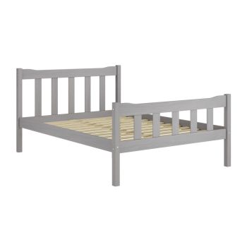 Havana Double Bed Frame - Pine/Metal - L200.8 x W145 x H96 cm - Grey/Pewter - Full Assembly Required