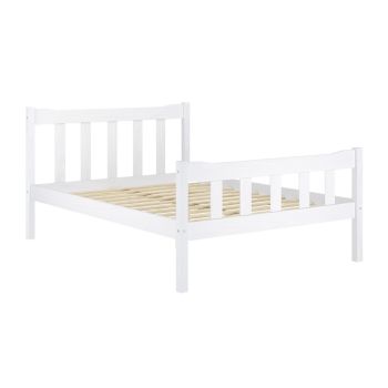 Havana Double Bed Frame (Pack of 2) - Pine/Metal - L200.8 x W145 x H96 cm - White/Pewter - Flat Pack