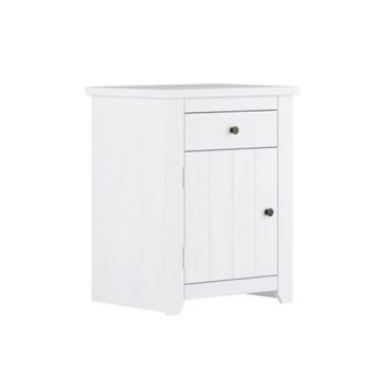 Havana Bedside Cabinet - Pine/Metal - L39 x W53 x H65.5 cm - White/Pewter - Full Assembly Required