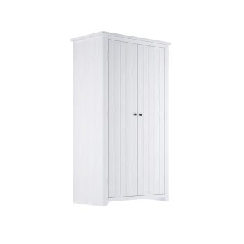 Havana 2 Door Wardrobe - Pine/Metal - L57 x W103 x H188 cm - White/Pewter - Full Assembly Required