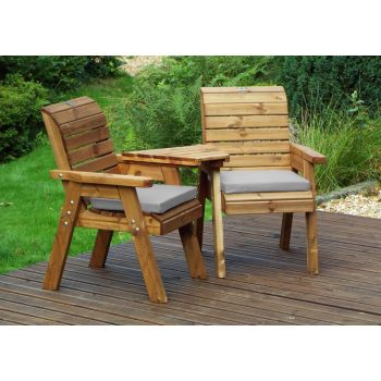 Twin Companion Set Angled with Cushions - W180 x D90 x H98 - Fully Assembled - Grey