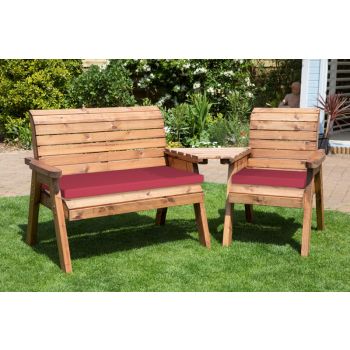 Three Seat Companion Set Angled with Cushions - W230 x D90 x H98 - Fully Assembled - Burgundy