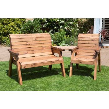 Three Seat Companion Set Angled - L90 x W230 x H98 cm - Redwood - Minimal Assembly Required