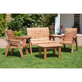 Four Seater Garden Furniture Multi Set - Wooden - L150 x W310 x H98 cm - Flat Packed - Minimal Assembly Required