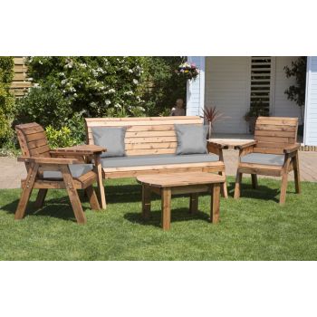 Five Seater Multi Set with Cushions - W350 x D150 x H98 - Fully Assembled - Grey