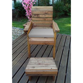 One Seater Lounger with Cushions - W68 x D135 x H98 - Fully Assembled - Grey