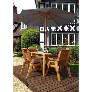 Four Seater Rectangular Table Set with Cushions - W220 x D190 x H98 - Fully Assembled - Grey