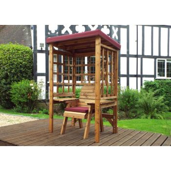 Wentworth Single Arbour - W120 x D92 x H194 cm - Fully Assembled - Burgundy Cushion and Sun Canopy Included