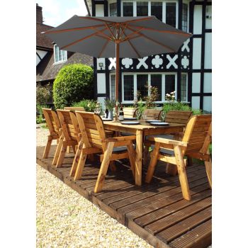 Eight Seater Rectangular Table Set with Cushions - W340 x D216 x H98 - Fully Assembled - Grey