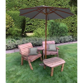 Grand Twin Angled Chair with Coffee Table - W240 x D90 x H98 cm - Fully Assembled - Grey Cushion Included