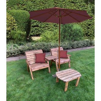 Grand Twin Straight Chair with Coffee Table - W220 x D74 x H98 cm - Fully Assembled - Burgundy Cushion Included