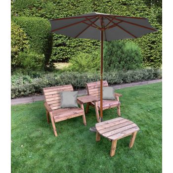 Grand Twin Straight Chair with Coffee Table - W220 x D74 x H98 cm - Fully Assembled - Grey Cushion Included