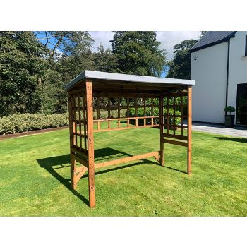 Large Universal Shelter - Redwood - L92 x W225 x H194 cm - Grey Roof Cover Included