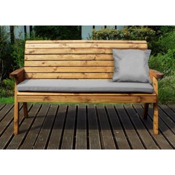 Three Seater Winchester Bench with Grey Cushions - Fully Assembled W170 x D74 x H98