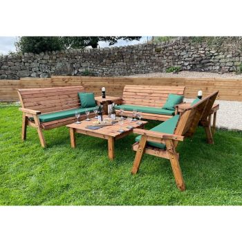 Nine Seater Balmoral Deluxe Garden Furniture Set - L240 x W284 x H95 cm - Green Cushion Included
