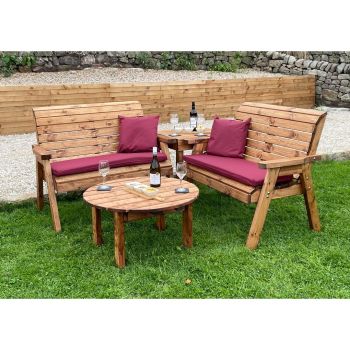 Four Seater Balmoral Corner Set C/W Round Coffee - L190 x W178 x H98 cm - Burgundy Cushion Included