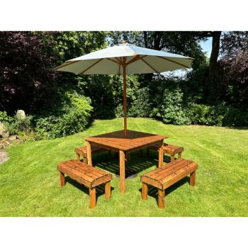 Knights Eight Seater Garden Furniture Table Set - L160 x W170 x H80 cm - Grey Parasol Included