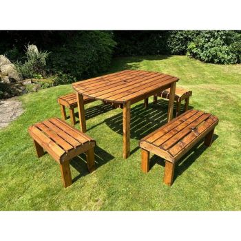 Knights Six Seater Garden Furniture Rectangular Set - L290 x W245 x H80 cm - Burgundy Parasol Included