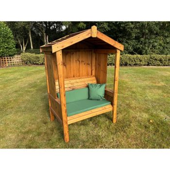 Two Seater Imperial Arbour - L80 x W129 x H183 cm - Green Cushion Included - Fully Assembled