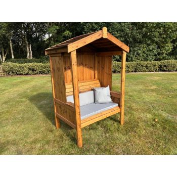 Two Seater Imperial Arbour - L80 x W129 x H183 cm - Grey Cushion Included - Fully Assembled