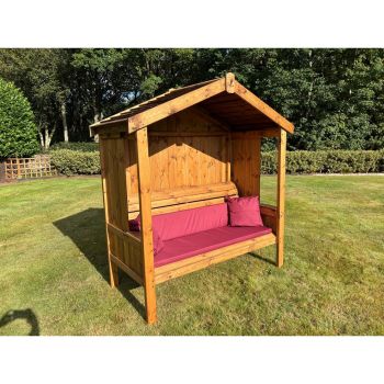 Three Seater Imperial Arbour - L80 x W183 x H194 cm - Burgundy Cushion Included