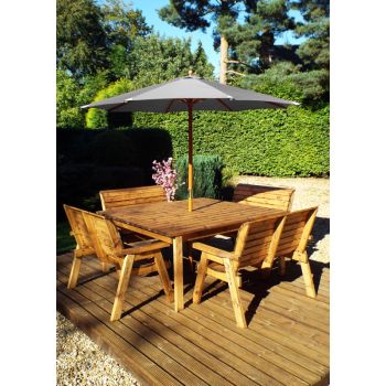 Eight Seater Square Table Set with Cushions - W250 x D250 x H98 - Fully Assembled - Grey