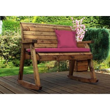 Bench Rocker with Cushions - W120 x D77 x H102 - Fully Assembled - Burgundy