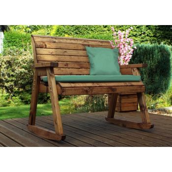 Bench Rocker with Cushions - W120 x D77 x H102 - Fully Assembled - Green