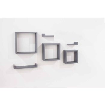 6 Pcs Floating Shelf Kit - Matt Grey Foil