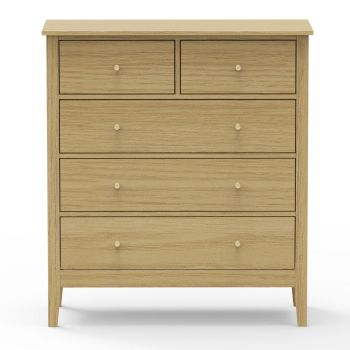 3+2 Drawer Wide Chest - Metal - L40 x W90 x H100 cm - Oak-Effect - Flat Packed