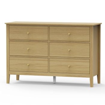6 Drawer Double Wide (3+3) Chest - Metal - L40 x W120 x H80 cm - Oak-Effect - Flat Packed