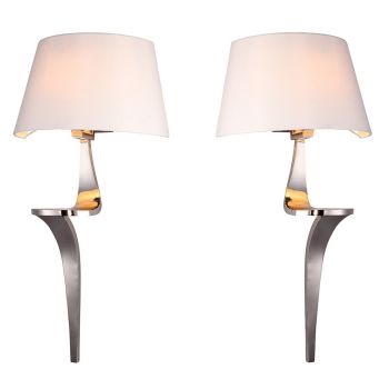 Nero Wall Lamp - Metal/Fabric - L19 x W38 x H72.8 cm - Nickel/Cream