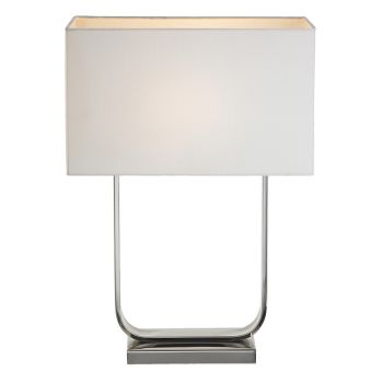 Reno Table Lamp - Metal/Fabric - L21 x W40 x H58.8 cm - Nickel/White