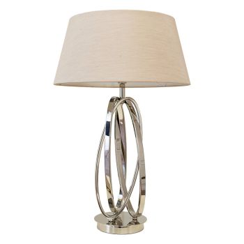 Wren Table Lamp - Metal/Fabric - L46 x W46 x H68.7 cm - Nickel/Taupe