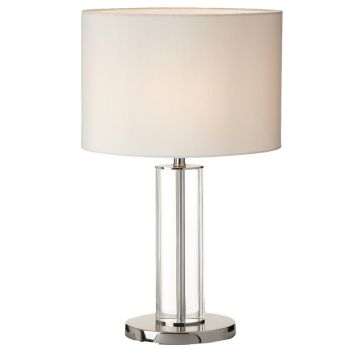 Birch Table Lamp - Crystal/Metal/Fabric - L20 x W30 x H50 cm - Nickel/Opal