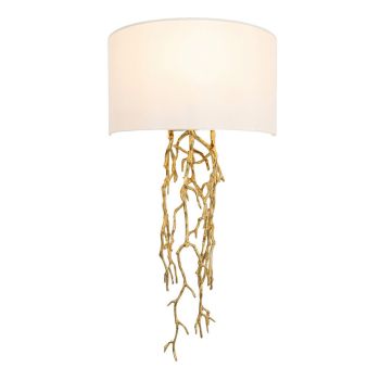 Drake Wall Lamp - Fabric - L18 x W36 x H65.8 cm - Brass/Cream
