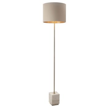 Xander Floor Lamp - Metal/Fabric/Marble - L37 x W37 x H166.5 cm - Brass/Latte/White