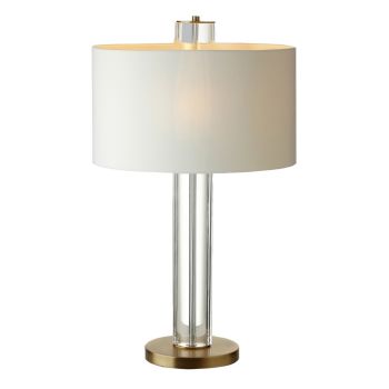 Briar Table Lamp - Crystal/Metal/Fabric - L25 x W40 x H64 cm - Brass/Opal