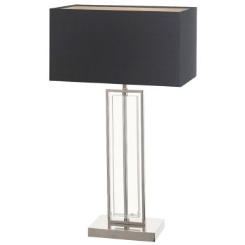 Cade Table Lamp - Crystal/Metal/Fabric - L20 x W37 x H65 cm - Nickel/White