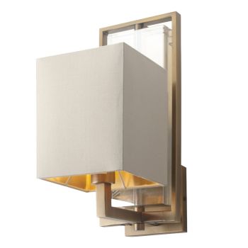 Arden Wall Lamp - Crystal/Metal/Fabric - L23 x W13 x H48.5 cm - Brass/Cognac/Soft Latte
