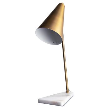 Finn Desk Lamp - Marble/Metal - L15 x W32 x H56 cm - Brass/White