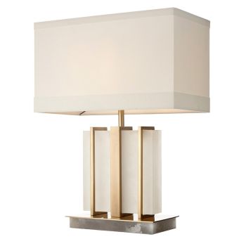 Gage Table Lamp - Metal/Marble/Fabric - L22 x W42 x H55.8 cm - Brass/White