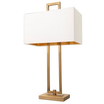 Ember Table Lamp - Metal/Fabric - L21 x W38 x H71 cm - Brass/Opal