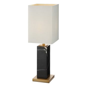 Pax Table Lamp - Metal/Fabric/Marble - L15 x W15 x H45.5 cm - Black/Opal/Brass