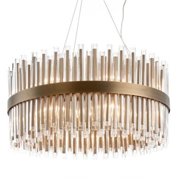 Ives Chandelier - Metal/Glass - L79 x W79 x H78.5 cm - Brass/Clear