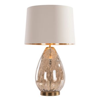 Oris Table Lamp - Metal/Glass/Fabric - L42 x W42 x H72 cm - Brass/Opal/Cognac